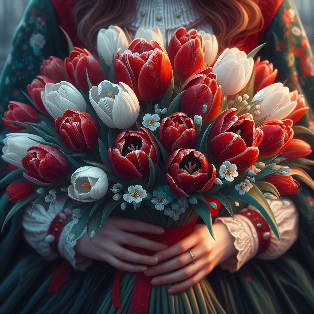 Букет тюльпаны красные и белые